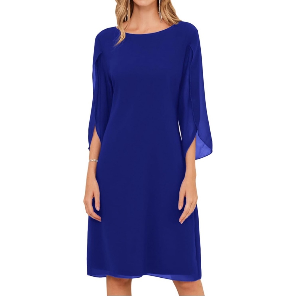 Womens Chiffon Dress Flutter Sleeve Party Wedding Cocktail Dress Summer Night Ou